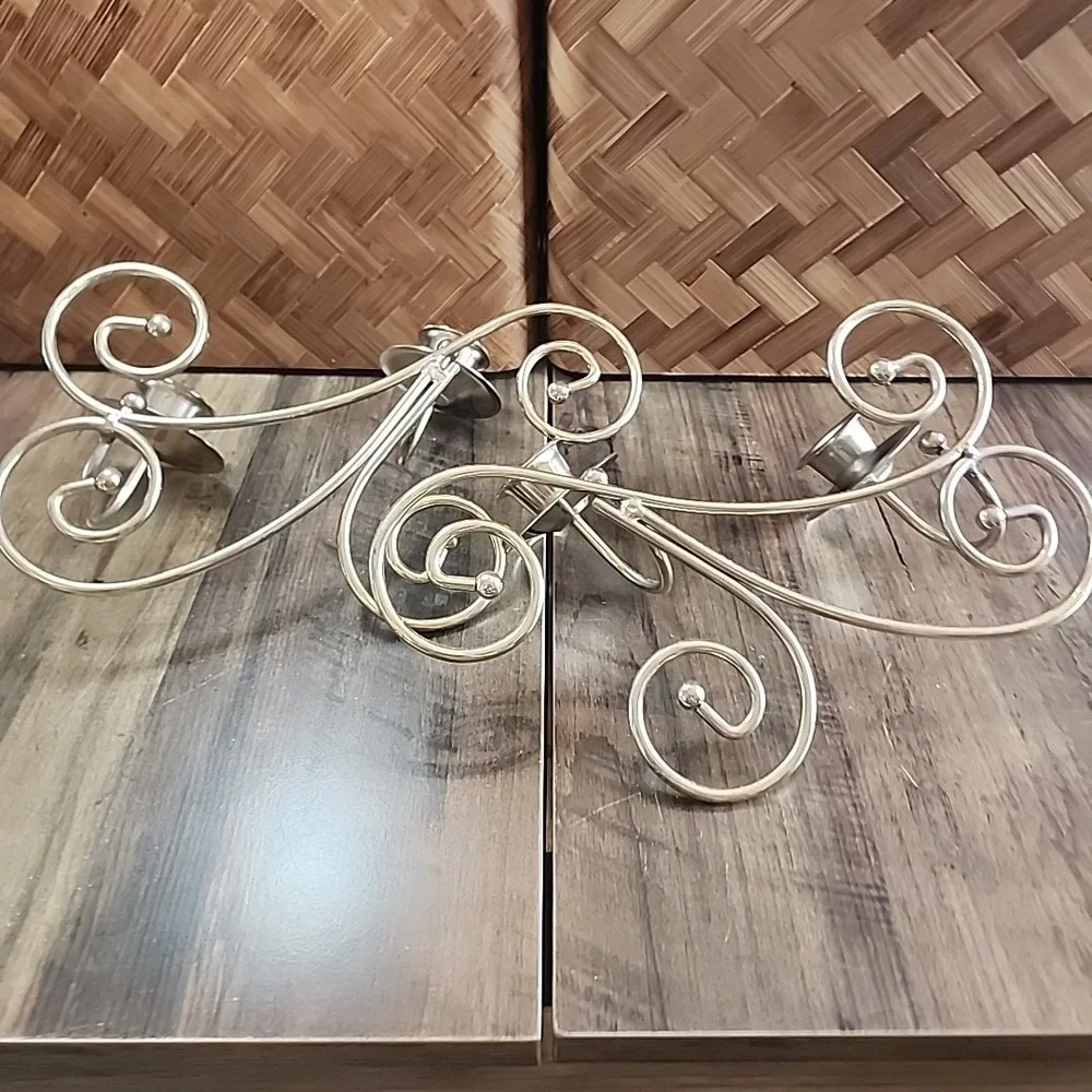 Set of 2‎ Home Interior Brass Double Candle Holders Swirl Design Homco 8.5